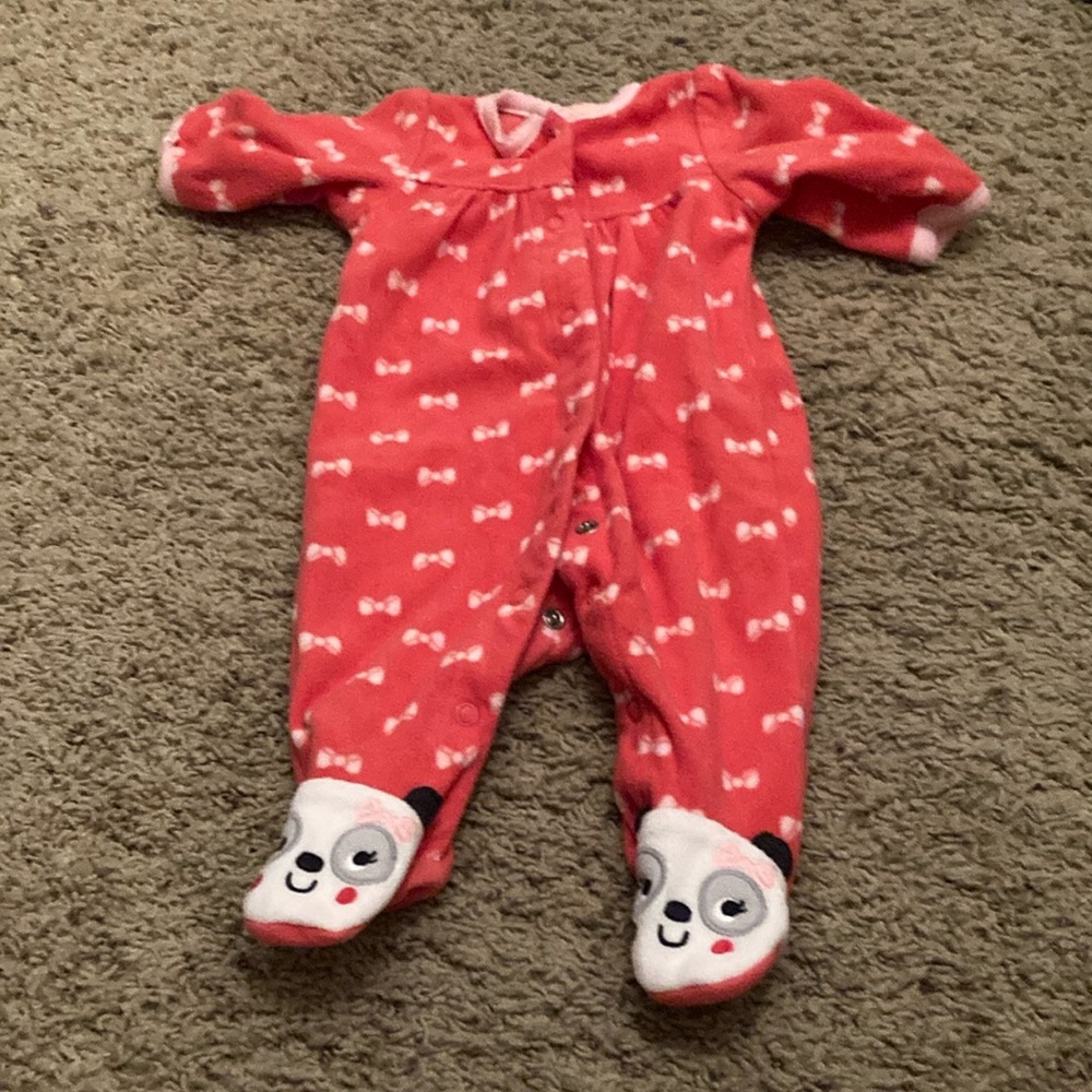 Carter’s Adorable Pink Panda Footed Onesie